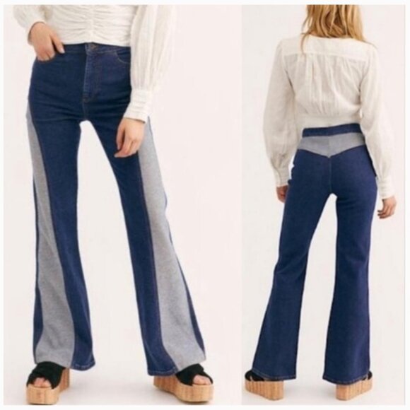 Free People We the Free Flip It and Reverse It Flare Retro Jeans Size 25 - Picture 2 of 16